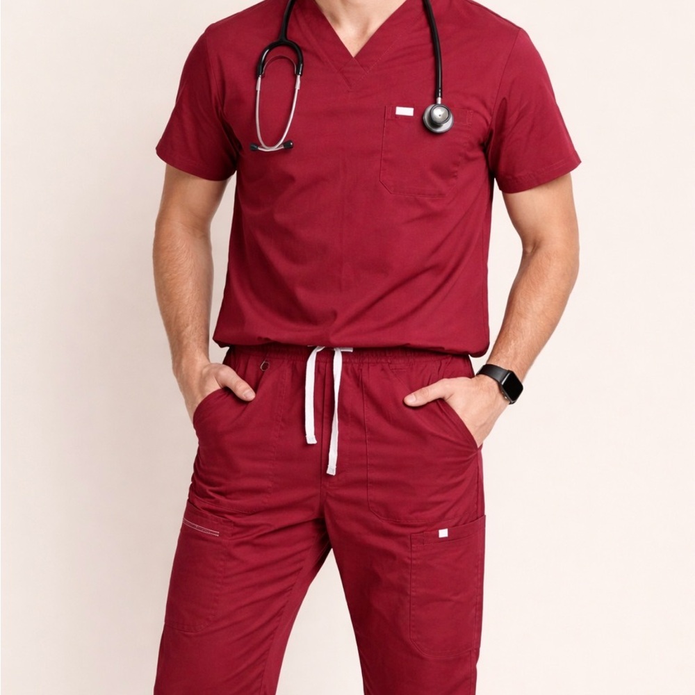 Figs The Set Maroon Scrub Pants  Straight Leg Technical Collection Size Medium